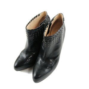 Enzo Angiolini Womens Ankle Boots Black Leather Studded Heeled Bootie Size 8M